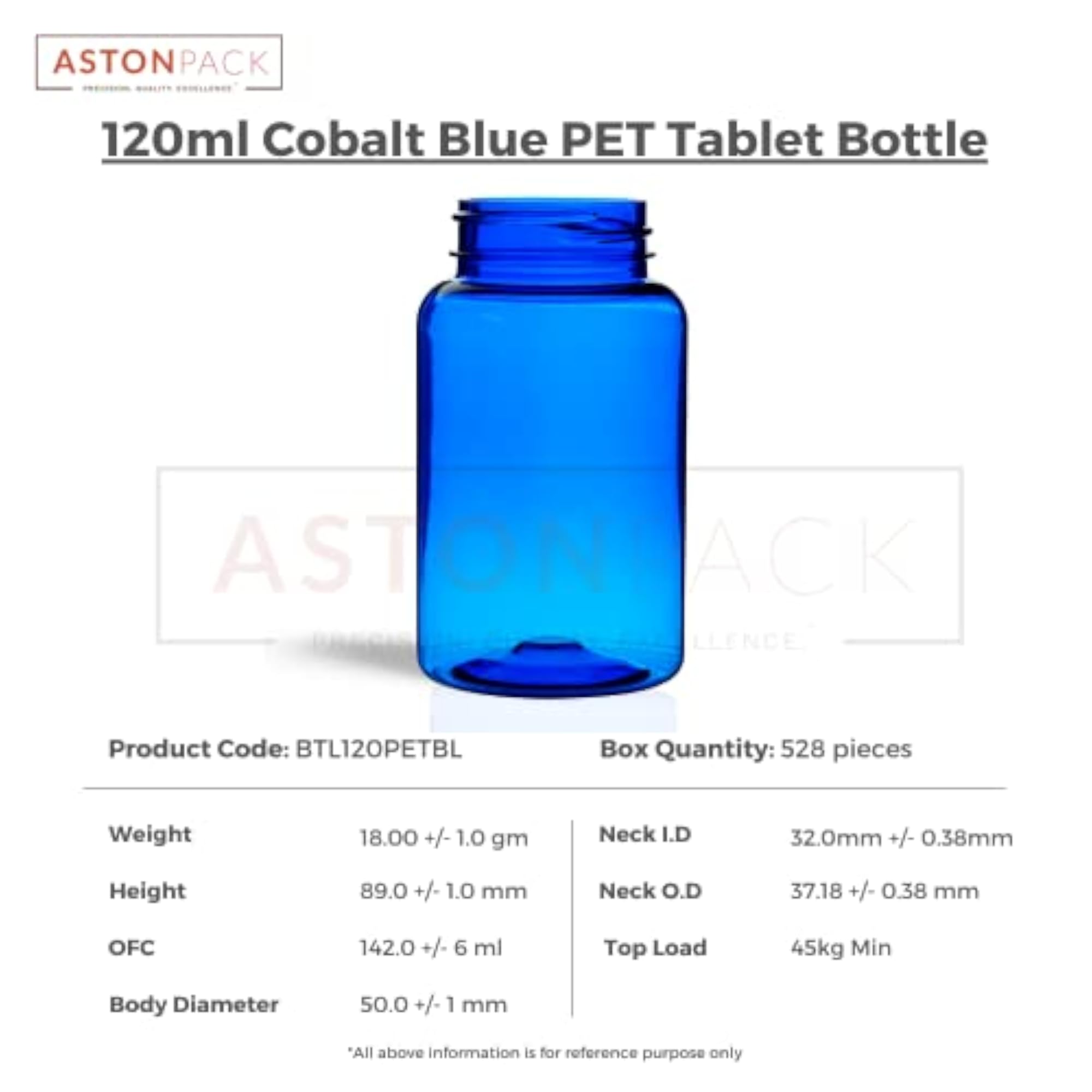 PET Storage Bottle for Tablets and Capsules, 120 ml Pack of 10