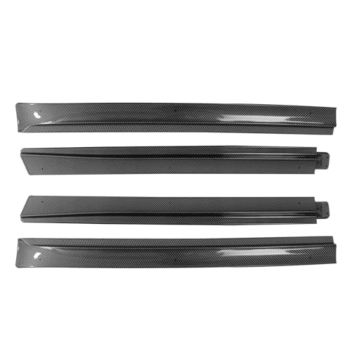 IKON MOTORSPORTS, Side Skirts Diffuser Compatible with 2020-2024 Tesla Model Y, Blow Molding ABS Carbon Fiber Print Rocker Panel Splitter Side Underbody Spoiler
