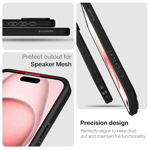 Image of KAPAVER Back Cover Case Compatible with iPhone 15 Plus (TPU+PC) (2 Clear TG + 1 Mag-X Black)