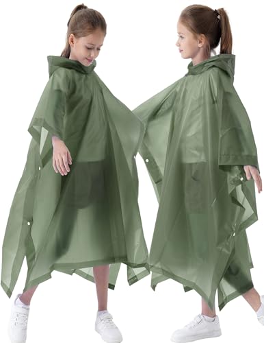 Image of Rain Poncho for Kids(2 Pack) Waterproof Reusable EVA Raincoat One Size Rain Jackets for Children,Boys and Girls