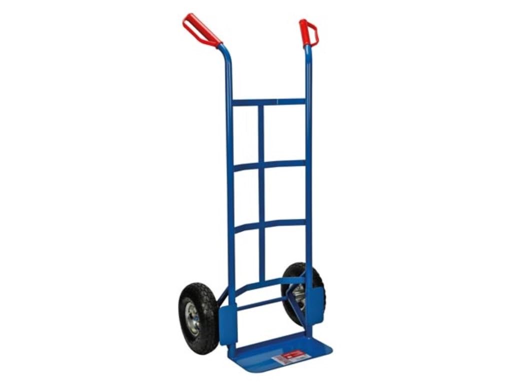 Toolland Stahl-Sackkarre mit Sicherheitsgriffen, Transportwagen für schwere Lasten bis 200 kg, ergonomischer Griff, Luftreifen, robuster Handwagen für Haus, Werkstatt und Umzug, blau