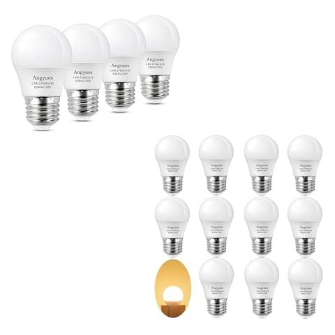 Low wattage Light Bulbs 1.5W LED Bulb Equivalent 15W20W Light Bulbs, 120v A15 LED Bulb Warm White 2700K Energy Saving Home Light Bulb E26 Base Ceiling Fan Light Bulbs, Non-Dimmable 4Pack/12Pack Cover
