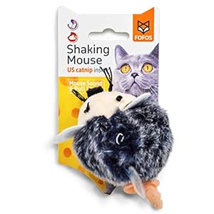 BarkButler x Fofos Pull String & Sound Chip Mouse Electronic Cat Toy, Grey|US Grade Catnip Inside|Motion Activated Mouse Sounds|Soft Plush Fabric|for All Cat&Kitten Breeds