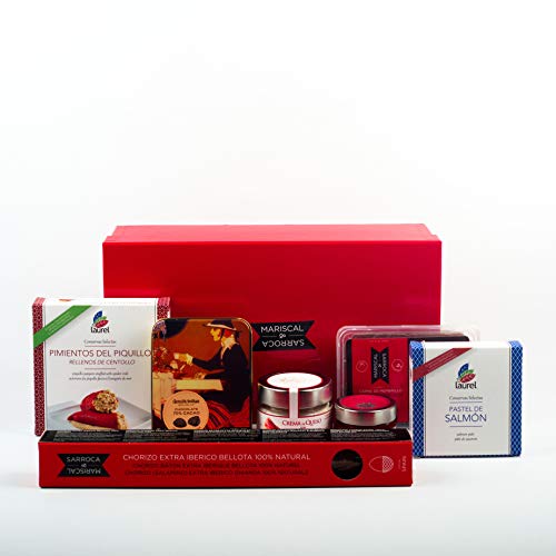 Lote Regalo Gourmet Regalo ideal para ocasiones especiales Ibéricos Queso Pimientos rellenos Mermelada Chocolates Pastel de Salmón Lote 70 Mariscal & Sarroca