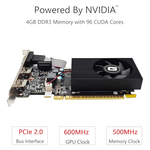 Image of Glorto GeForce GT 730 4G Low Profile Graphics Card, 2X HDMI, VGA, DDR3, PCI Express 2.0 x16, Entry Level GPU for PC, SFF and HTPC