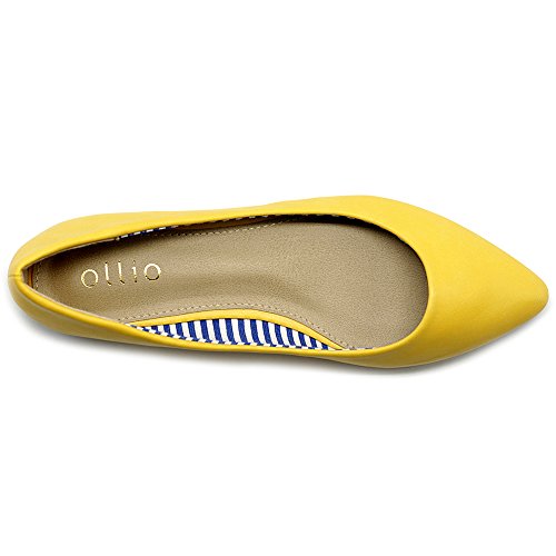 Ollio Women's Ballet Shoe Comfort Basic Light Multi Color Flat M1040 (8 B(M) Us, Yellow) #TOP5
