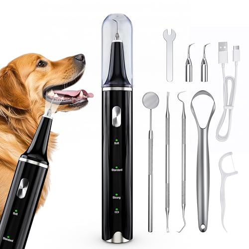 Dog Plaque Remover for Teeth – Dog Plaque Remover Kit with LED Light, 3 Speed Modes, Professional Dog Dental Teeth Cleaning Kit.