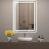 baklon GuWet Wandspiegel Badezimmerspiegel LED,Badspiegel mit Beleuchtung,70*50cm mit Touch Schalter und Beschlagfrei,IP65 Super Wasserdicht, 3 Farbtemperatur, IP44 energiesparend A++