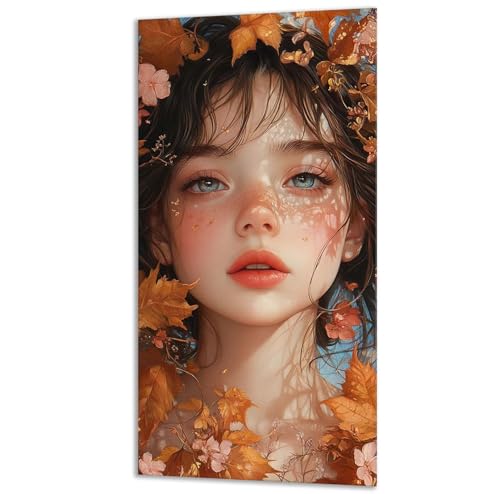 数字油絵 葉 女の子 ペイントバイナンバー 子供用 大人用 キャンバスペインティングキット 初心者向け 簡単 数字でペイントキット DIY 手工 芸術手塗り 油絵セット 3-ブラシ絵の具が入 壁飾り ホームデコレーション 女性へのギフト 25x50cm 0