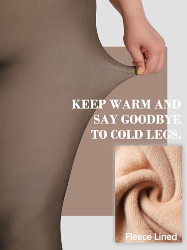 HONENNA High Waist Plus Size Fleece Lined Tights, winter thermal illusion translucent Tights for Women, medias térmicas mujer2