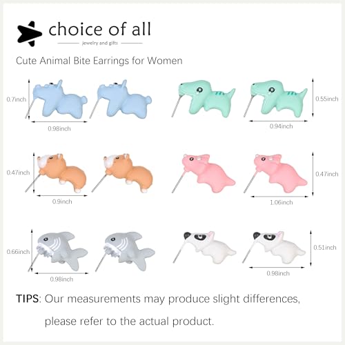 Cute Animal Bite Earrings for Women 3D Clay Animal Dinosaur Earrings Funny Animal Cartoon Biting Ears Stud Earrings Christmas Gifts3