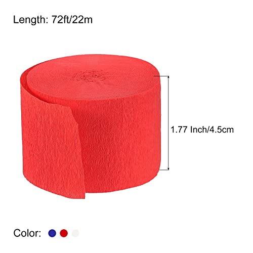 Meccanixity Crepe Paper Streamers 6 Rolls 72Ft In 3 Colors For Rainbow Party Decorations Wedding Ceremony Birthdays Christmas Decoration (Red,Dark Blue,White) #TOP1
