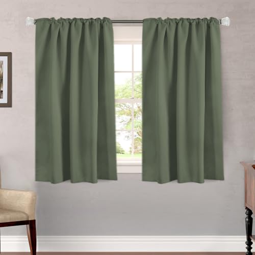 Image of H.VERSAILTEX Blackout Curtains Thermal Insulated Window Treatment Panels Room Darkening Blackout Drapes for Living Room Back Tab /Rod Pocket Bedroom Draperies (2 Panels, Bronze Green, 52 x 54 Inch)