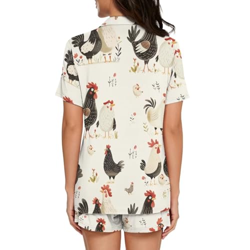 Image of Women's Short Sleeve Sleepwear Pajamas Nightwear with Pockets | skin-friendly breathable material resists pilling fading and deformation after repeated washing