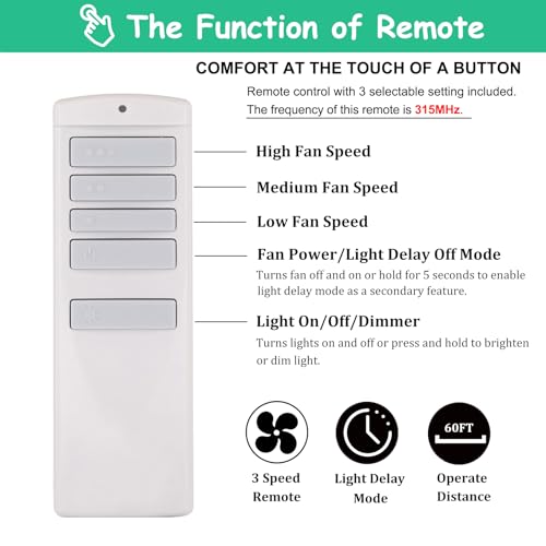 Image of Universal Ceiling Fan Remote Control Kit Replacement for Harbor Breeze