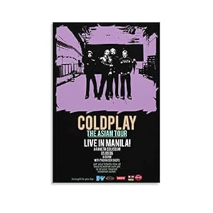 Bybali Vintage muziekkunst, Coldplay de Aziatische tourfashion poster, decoratief schilderij, canvas muurkunst woonkamer posters slaapkamer schilderij, 20 x 30 cm