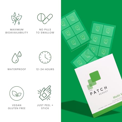 Image of The Patch Remedy Multi V Patches - Vitamin Plus Blend with D3, K2, Magnesium Chloride, Zinc, Liposomal C, Potassium, Iodide, Biotin Plus More