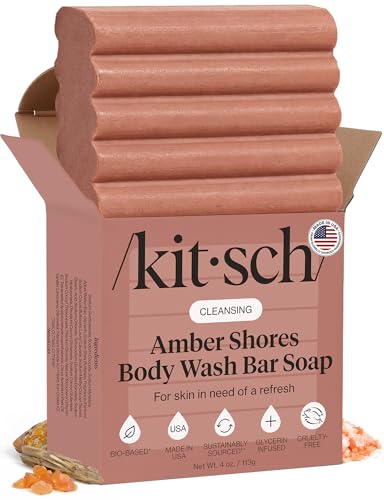 Image of Kitsch Amber Shores Body Wash Bar Soap - Hydrating Skin Care, Body Wash Women Cleanser, Glycerin Soap - Paraben, Phthalates & Sulfate Free for Pure & Safe Cleansing - Made in USA, 4 oz