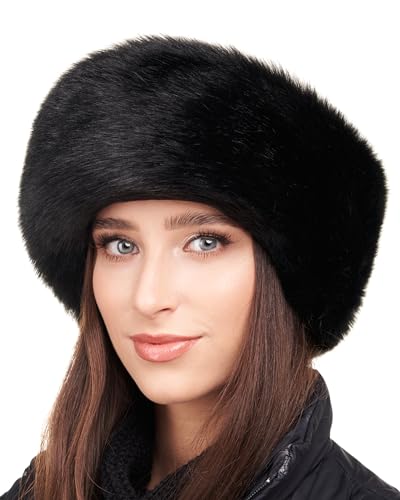 Bandeau de tête fourrure femme Noir Siberian style luxe Futrzane
