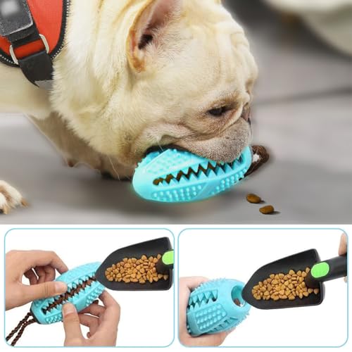 NIEEKRUN Hundespielzeug Intelligenz, Leckerli Ball für Hunde, Starker Futterball Naturkautschuk und Zahnpflege, Kleine und Große Hunde Hundespielzeug Unzerstörbar (11,5 * 5cm Blau)