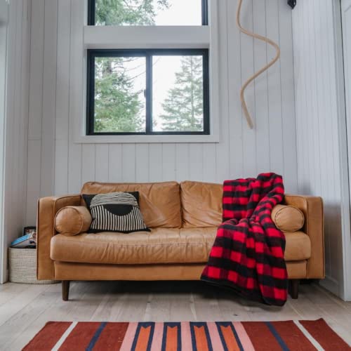 Rumpl Sherpa Fleece Blanket For Couch | 50” X 70” Fluffy Plush Throw Blanket | Warm Cozy Blanket With Hands Free Clips & Microfiber Trim | Soft Quilt - Buffalo Check #TOP5