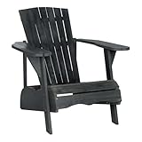 SAFAVIEH PAT6727K Outdoor Collection Vista Wine Glass Holder Adirondack Side Chair, Dark Slate Grey