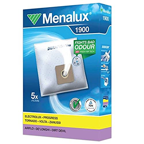 Menalux 1900 Pack of 5 Dustbags, 1 Motor Filter and 1 Micro Filter