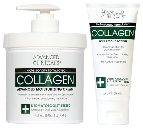 Advanced Clinicals Collagen Cream Body Lotion & Face Moisturizer | Skincare Anti Aging Collagen...