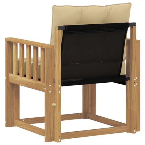 Canapé d'extérieur en bois d'acacia blanc textilène confortable - 8