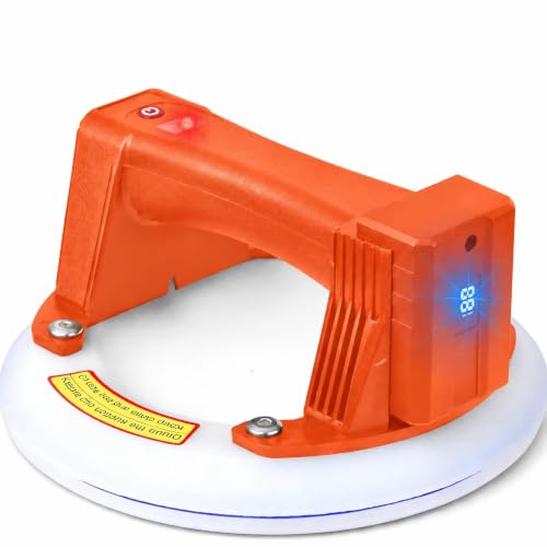 SONEE Electric Suction Cup Lifter, 8 Inch 600 lbs Max Load Vacuum Suction Tool with Digital Display & Auto Start Pump, Detachable Battery, for Glass Granite Tile Metal Windshield(Orange)