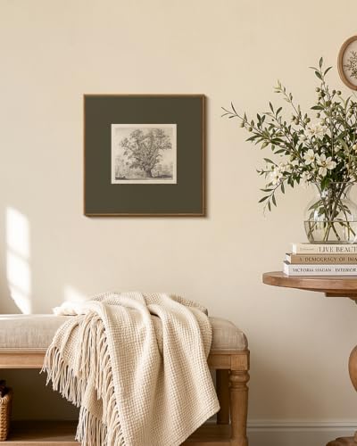 InSimSea Vintage Tree Canvas Wall Art, 20x20 Square Framed Botanical Sketch - 1