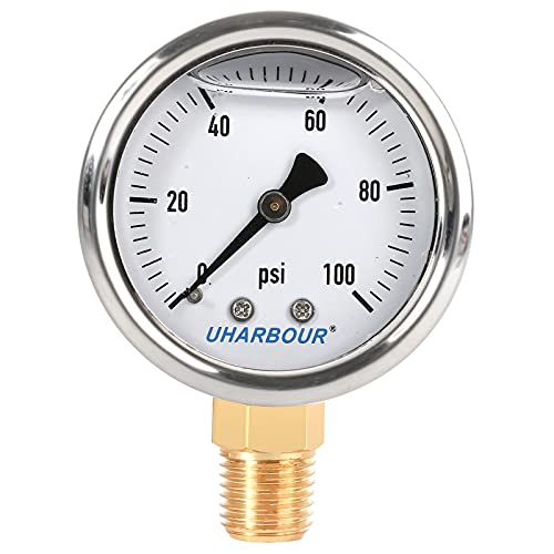 Manomètre de carburant 0-100 psi cadran 5,1 cm indicateur pression essence NPT 6,35 mm