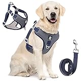 Tela cómoda - El arnés para perros está hecho de una tela acolchada de malla con una estructura de panal. La tela suave y transpirable para proteger la piel de su perro, es liviano, fácil de limpiar y de secado rápido. La malla de aire transpirable mantiene a su perro fresco durante las actividades al aire libre.