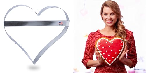 Foose Brand Extra Large Heart Cookie Cutter 8 in, Made in USA (Tin Plate Steel)