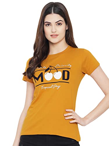 Image of Preneum Women's Cotton Regular Fit Graphic Stylish Printed Short Sleeves Casual T-Shirt |Trend & Styles