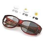 SIPHEW Photochrome Polarisiert Sonnenbrillen für Brillenträger Herren und Damen Antireflexbeschichtung UV schutz-Überzieh Sonnenbrillen (Roter Leopard)