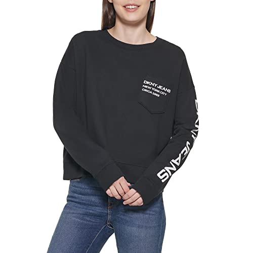 Image of DKNY Women's Jeans Women's Casual Pullover Sweatshirt, Ave Grey, XL