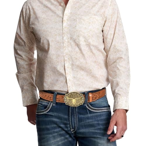 JASGOOD Western Leather Cowboy Belt for Men Women Longhorn Buckle Cowgirl Belt Floral Engraved Embossed Unisex Belt for Jeans2