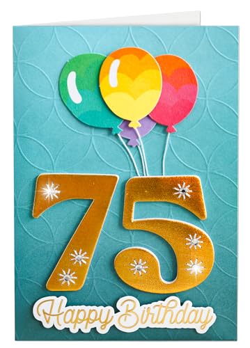 Joli Coon 75th Birthday Card, with seal sticker, handmade, 3D, 6.7 x 4.5 in