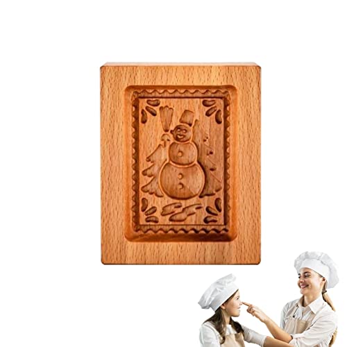 Anloximt Timbri per Biscotti | Tagliabiscotti Intagliato con Pupazzo di Neve,Stampo per Biscotti in Legno Intagliato, Stampino per Biscotti da Cucina, per Biscotti di Pan di, stampi