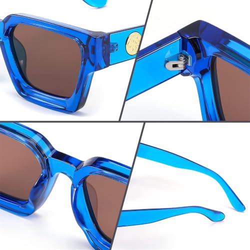 Image of FEISEDY Retro 90s Chunky Square Sunglasses for Women Men B2385