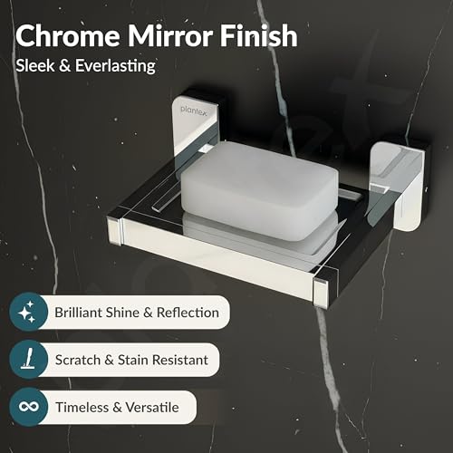 Image of Plantex 304 Grade Stainless Steel Soap Dish for Bathroom /Soap Case /Soap Holder /Soap Stand /Bathroom Accessories - Pack of 1 (Rolex, Chrome)
