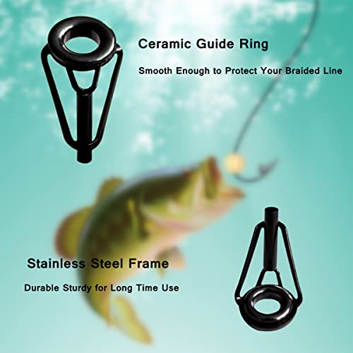 Fishing Rod Repair Kit - 8Pcs Rod Tip Repair Kit Rod Top Tips Replacement Stainless Steel Fishing Rod Tip Repair Kit Ceramic Rings #TOP4