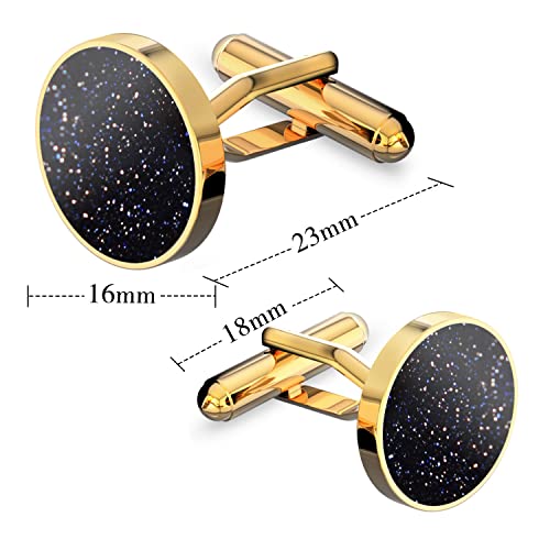 Uhibros Cufflinks For Men Stainless Steel Classic Handmade Starry Sky Cuff Links Tuxedo Shirt Accessories Unique Business Groom Wedding Gift Jewelry Cuff Links-Gold #TOP1