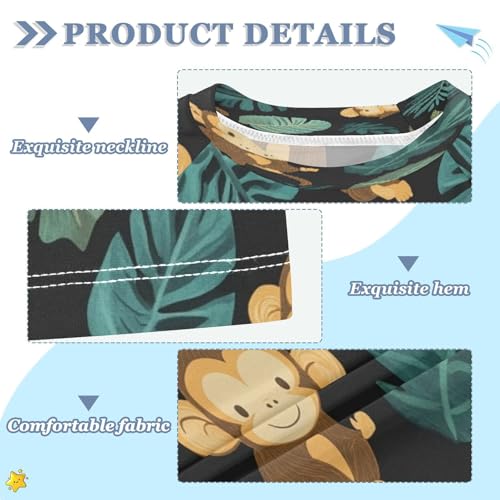 Kids Swimsuit Monkey Turtle Leaf Cartoon Sunscreen T-Shirts Swimwear Sets UPF 50+3