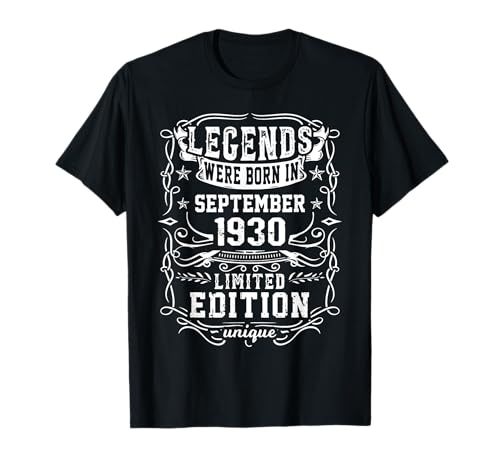Cumpleaños Septiembre 1930 Edición Limitada Regalo Vintage Camiseta