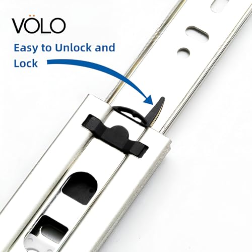 Image of Volo Heavy Duty Drawer Slides, Full Extension Ball Bearing Runners | Pack of 2 Piece | Channels for Kitchen Cabinets, Wardrobes, and Dressers (Push to Open, 18 Inch)
