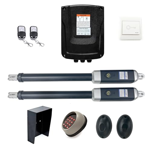 ALEKO Automatic Dual Swing Gate Opener| Gates up to 26 Feet Long 1700 Pounds| Electric Driveway Gate Opener| Remote Control Motor Solar, Panel/Battery Compatible|Display + Emergency Key|(GG1700ACC)