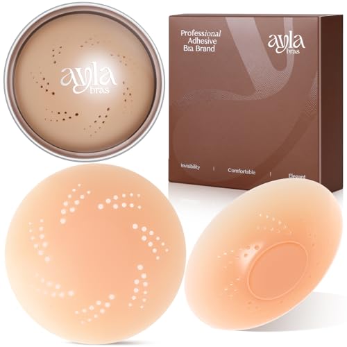 Ayla Bras Nipple Covers for Women Reusable Adhesive Sticky Bra Washable Silicone Pasties Cover Non-Adhesive Nipple Area Crme