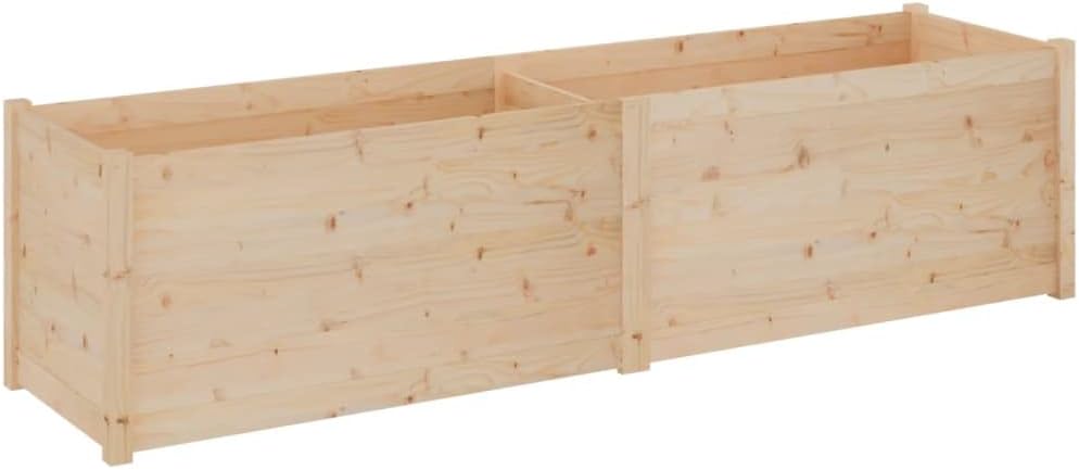 vidaXL Planter, Outdoor Raised Garden Bed for Vegetables Flowers Herbs, Flower Box for Backyard Patio Balcony Deck, Solid Wood Pine